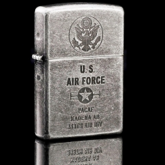 zippo军队战争珍藏纪念版打火机 正版限量古银 美国海陆空军徽章