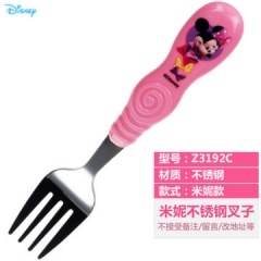 迪士尼婴儿勺子便携不锈钢餐具套装汤匙吃饭勺儿童叉子辅食宝宝勺 枚红色