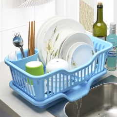 大号塑料厨房沥水架 碗碟沥水置物架/厨房角架/餐具碗架 蓝色