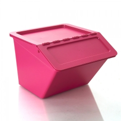 厨房收纳箱塑料整理箱彩色收纳盒 玩具收纳箱可堆叠储物箱 玫红
