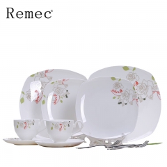 金禹瑞美（REMEC）套装 夏日浪漫情怀12头唐山骨瓷餐具套装 西餐具 陶瓷餐具