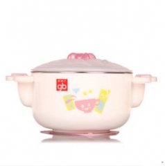 好孩子宝宝不锈钢保温碗儿童餐具婴儿注水保温碗带盖勺辅食碗 粉色