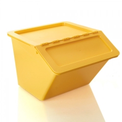 厨房收纳箱塑料整理箱彩色收纳盒 玩具收纳箱可堆叠储物箱 黄色