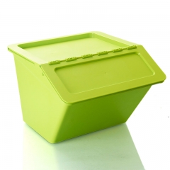 厨房收纳箱塑料整理箱彩色收纳盒 玩具收纳箱可堆叠储物箱 绿色