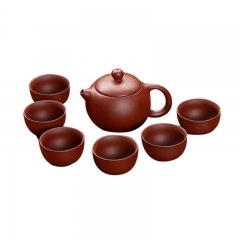 茶具套装7件大套组紫砂功夫茶具家用茶壶盖碗茶杯陶瓷喝茶泡茶茶道配件朱泥
